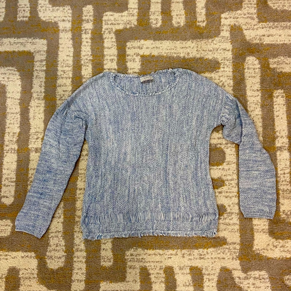 Wrap designed in london fringe blue sweater